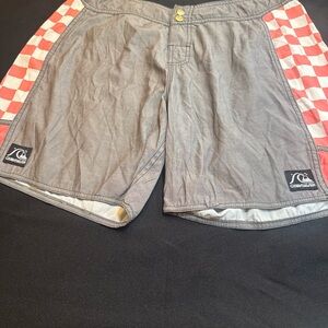 Quiksilver Gray Board Shorts with Gold Logo
